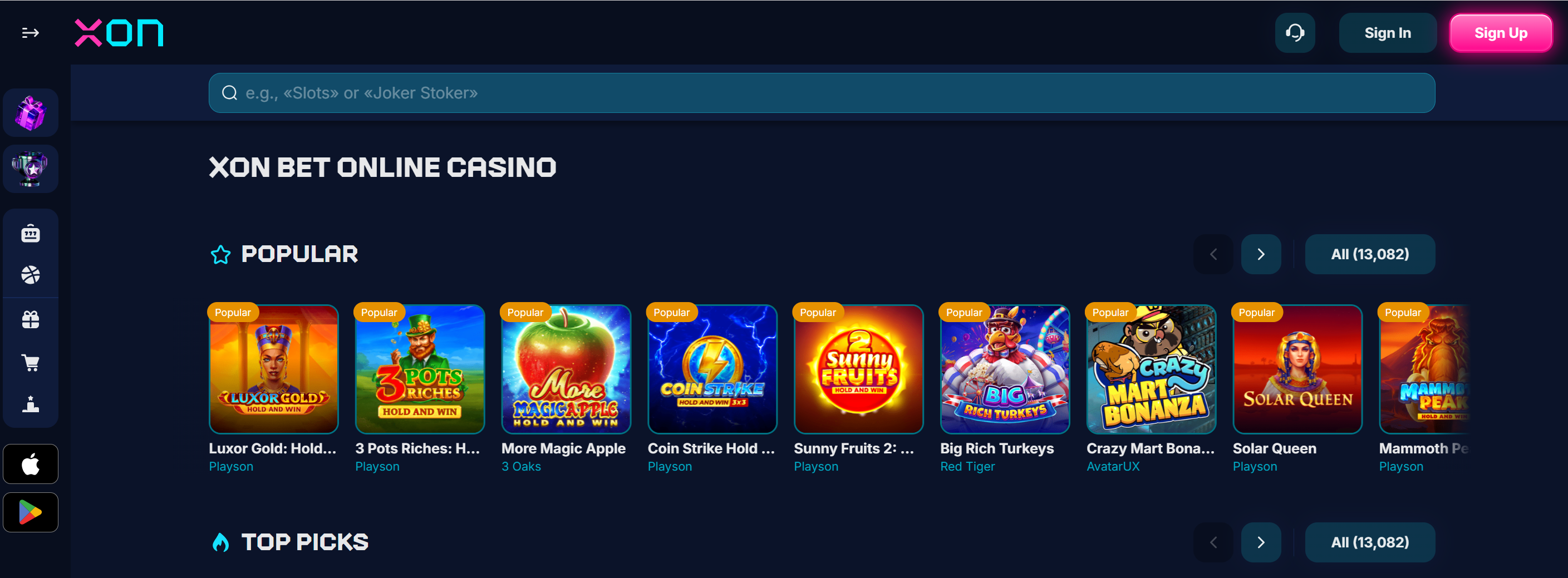 XON.bet &ndash; Startseite Screenshot