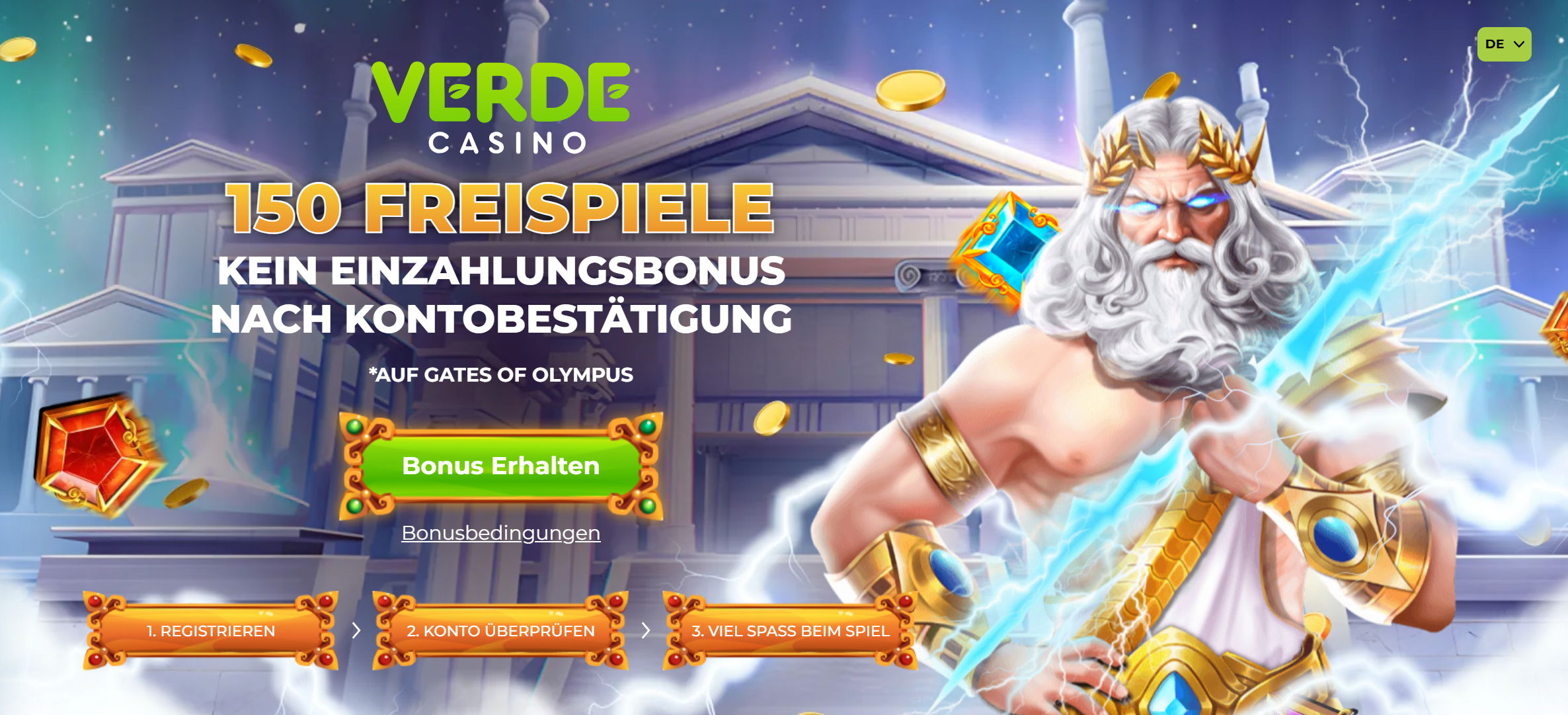 Verde Casino &ndash; Startseite Screenshot